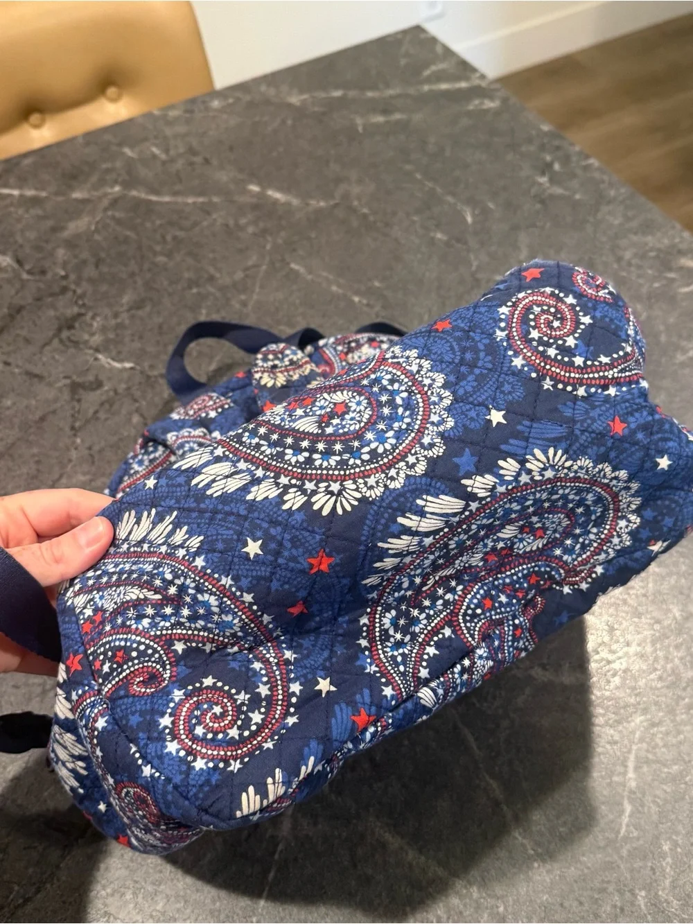 Vera Bradley patriotic fireworks paisley USA quilted backpack READ